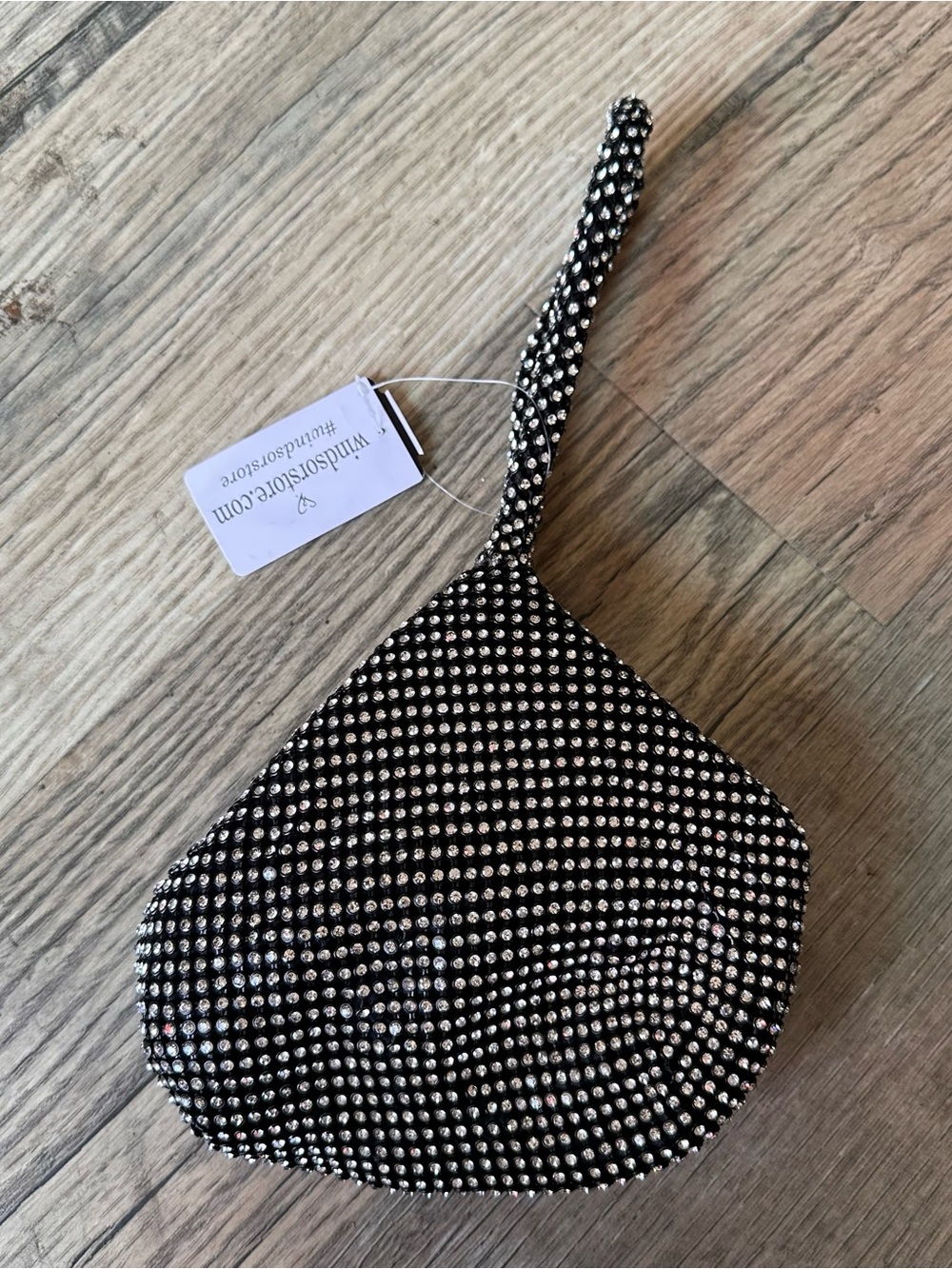Windsor Black Rhinestone Evening Wristlet